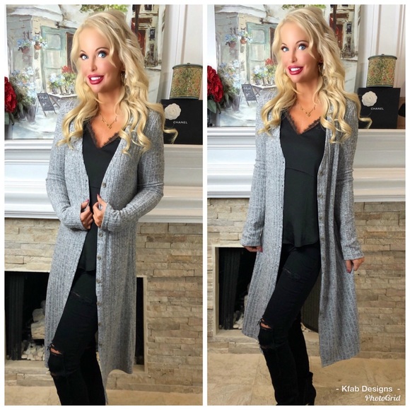 ❤️LAST 1! Longline Ribbed Button Down Slim Fit Cardigan! - Picture 4 of 6